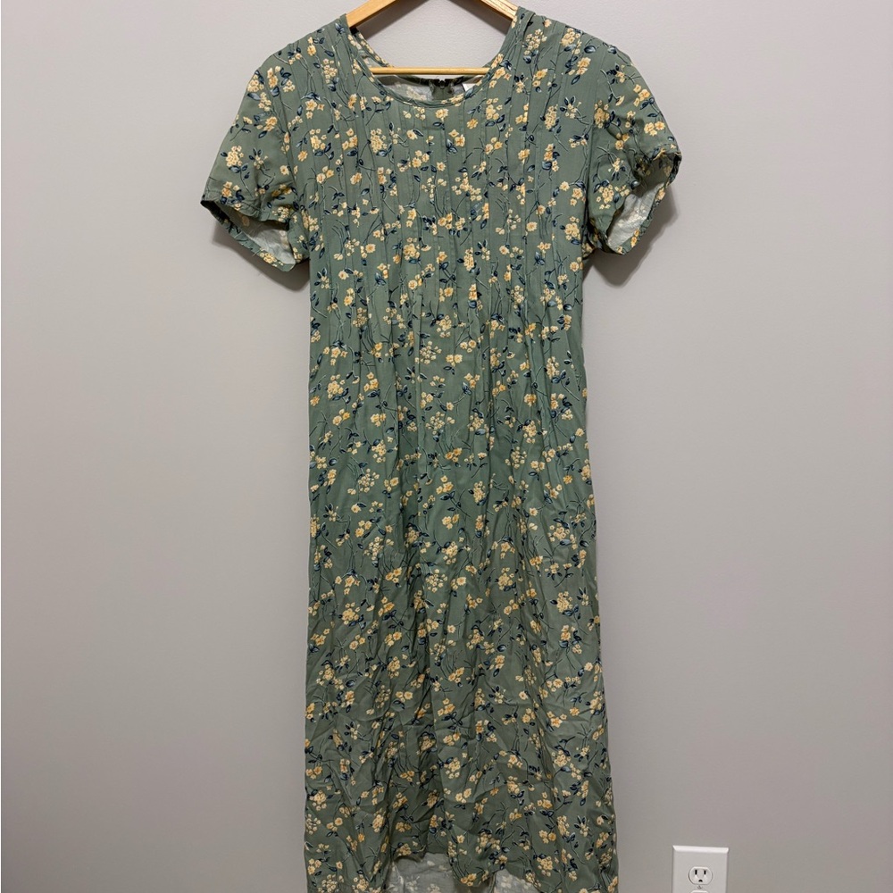 90’s Vintage Canadian Bentley Floral Green Dress